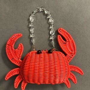 Viral TikTok Red Wicker Woven Crab Bag Purse